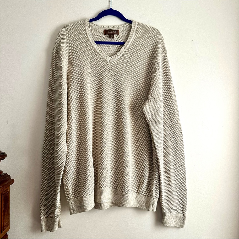 Jasso Ella • 100% Cotton V-Neck Cream‎ Sweater